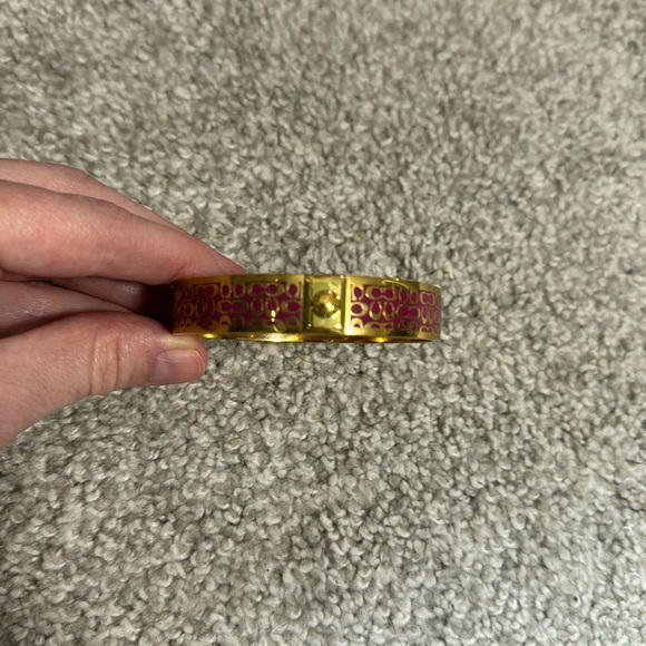 Coach Pink and Gold Metal Bangle Bracelet - Picture 2 of 5